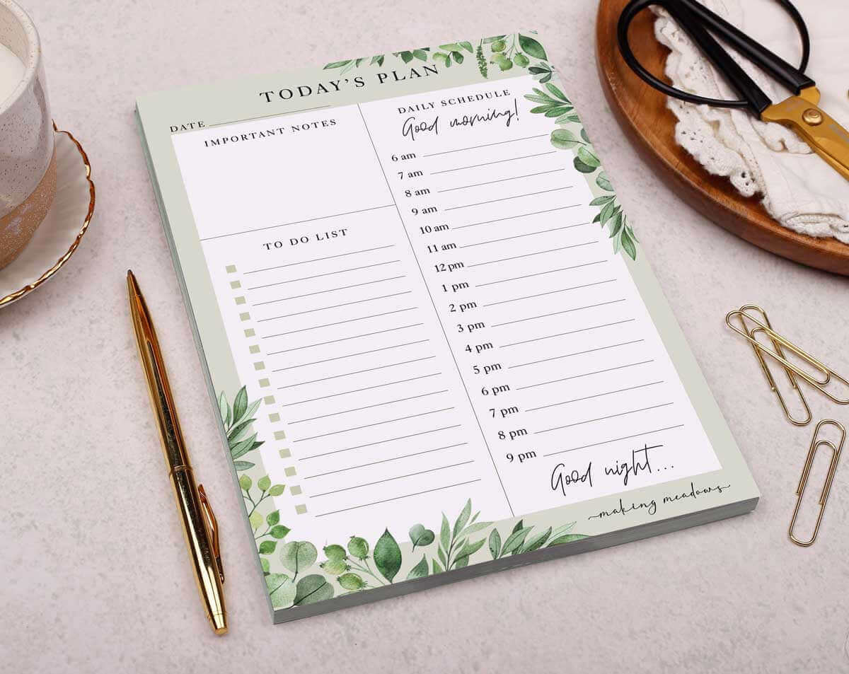 A stationery planner with a daily schedule and to-do list, highlighting tips on How To Get Organised.