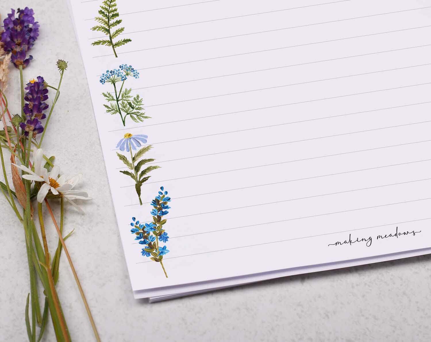 Luxury A4 Writing Paper featuring floral designs and a textured, elegant finish for high-quality writing.