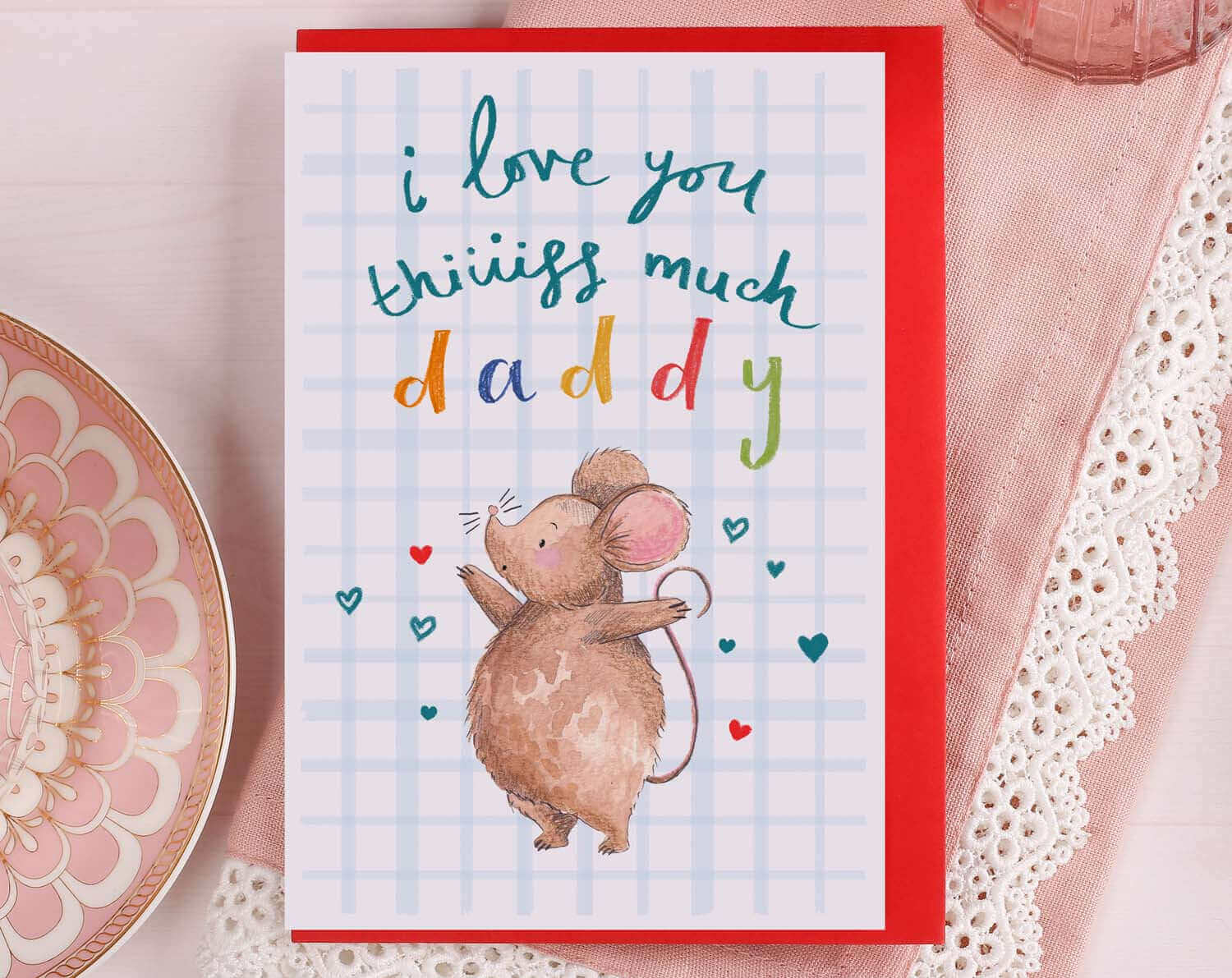 What To Write In A Fathers Day Card featuring a cute mouse card with a heartfelt message for dad.
