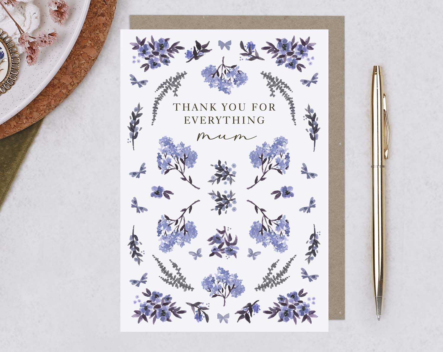 thank you for everything mum greeting card
