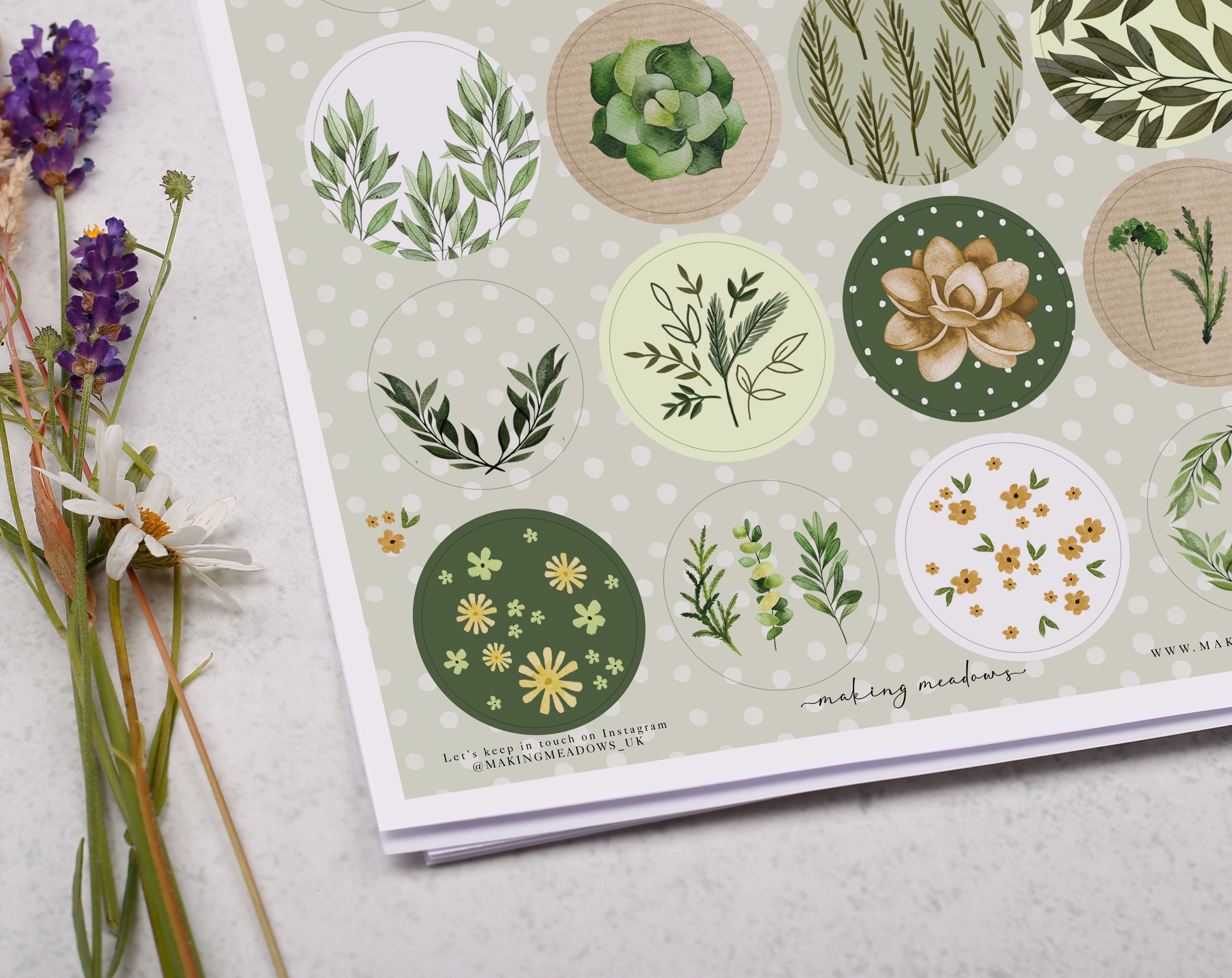 botanical sticker sheet