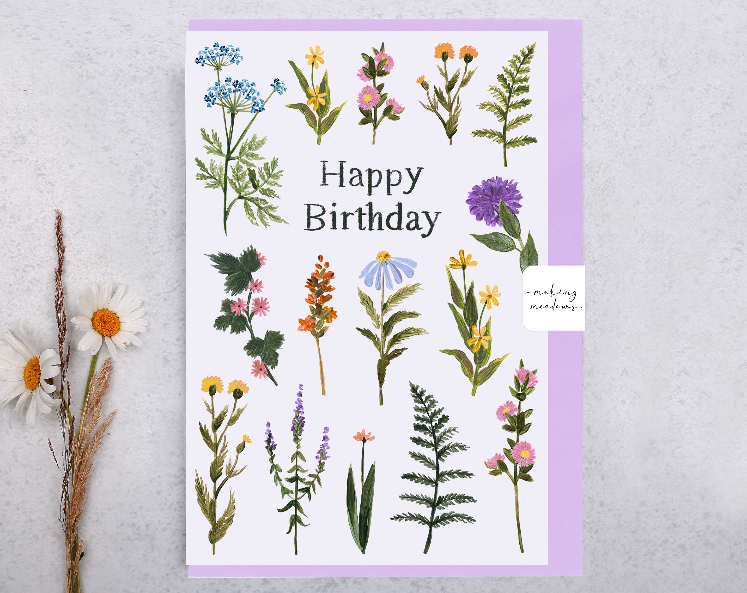 floral happy birthday card