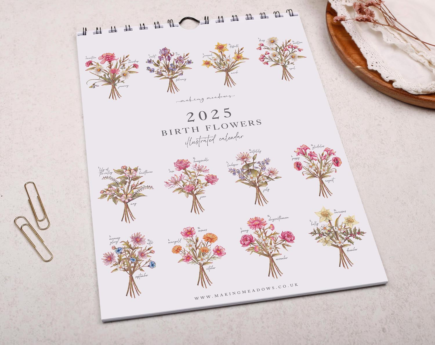 2025 Floral Birth Flower Wall Calendar