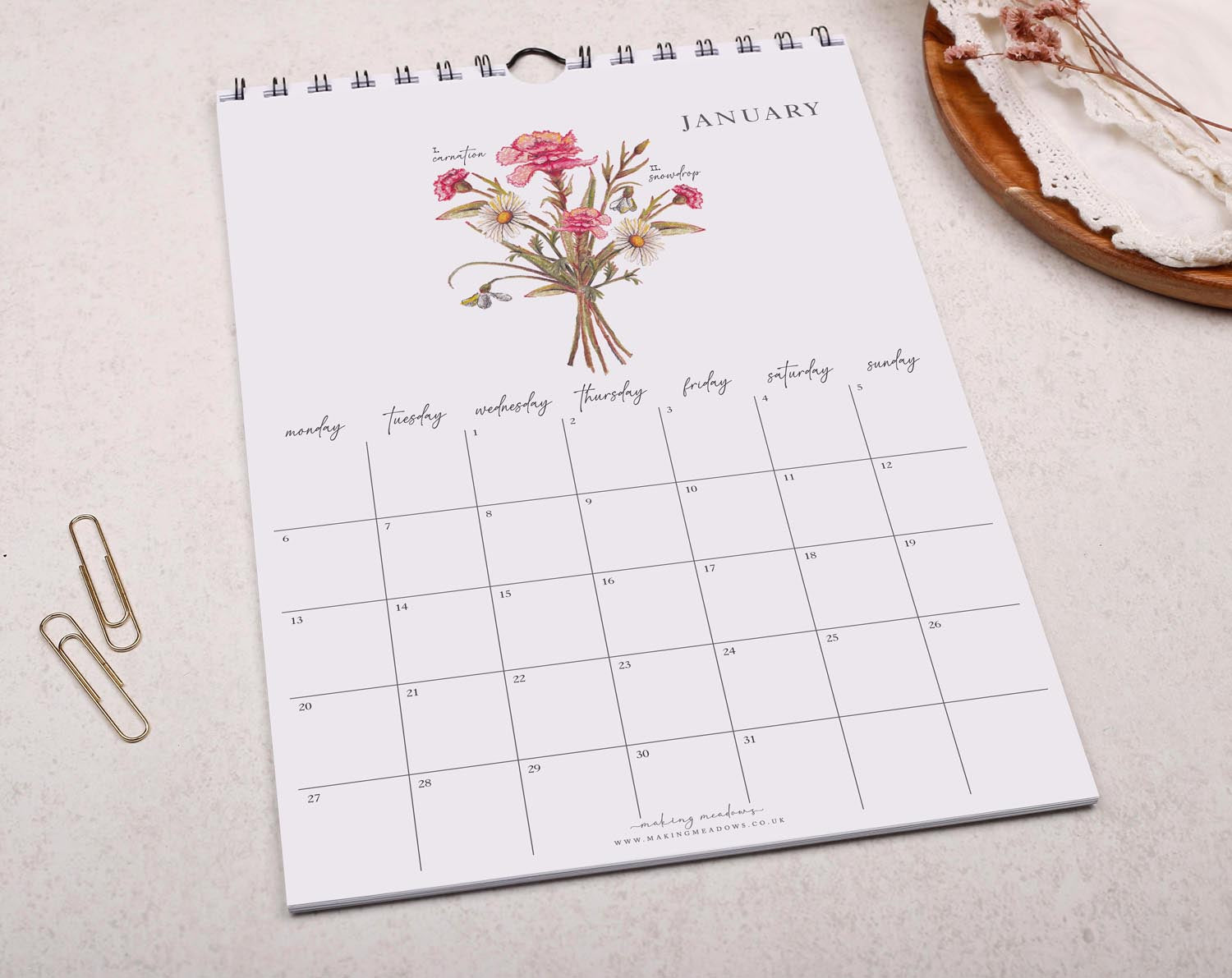 2025 Floral Birth Flower Wall Calendar