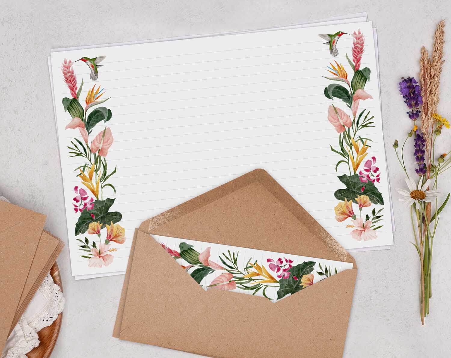 A4 Landscape Writing Paper With Tropical Palms. Stationery designed by Making Meadows