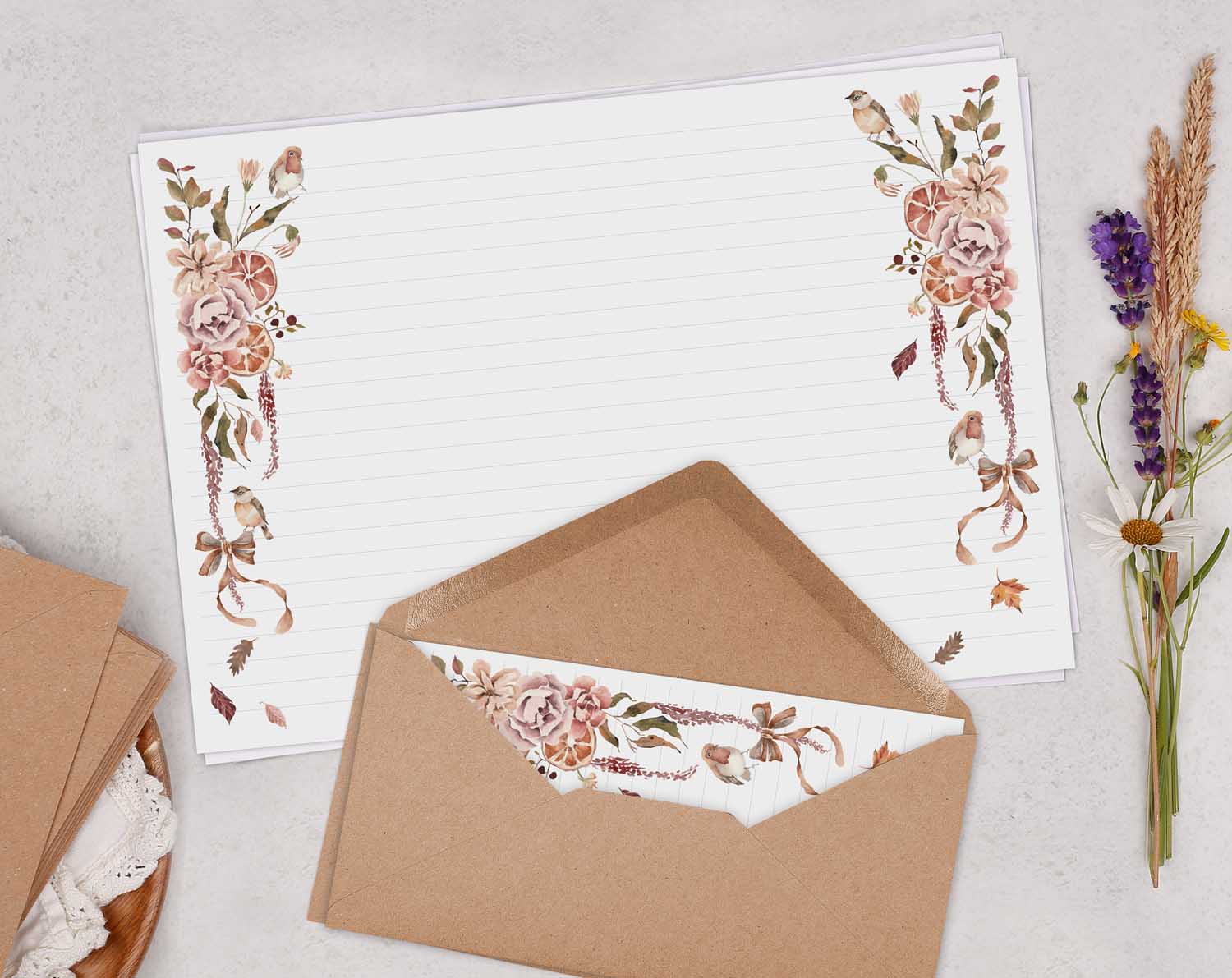 A4 Landscape Writing Paper With Winter Florals