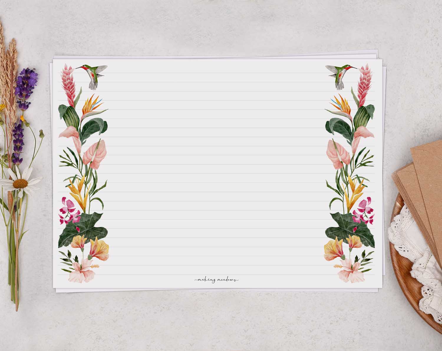 A4 Landscape Writing Paper With Tropical Palms