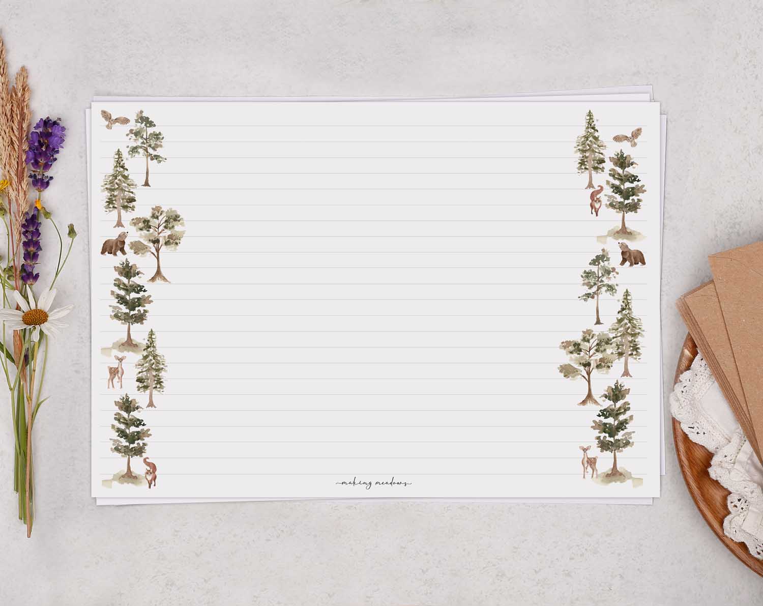 A4 Landscape Writing Paper With Woodland Wilderness