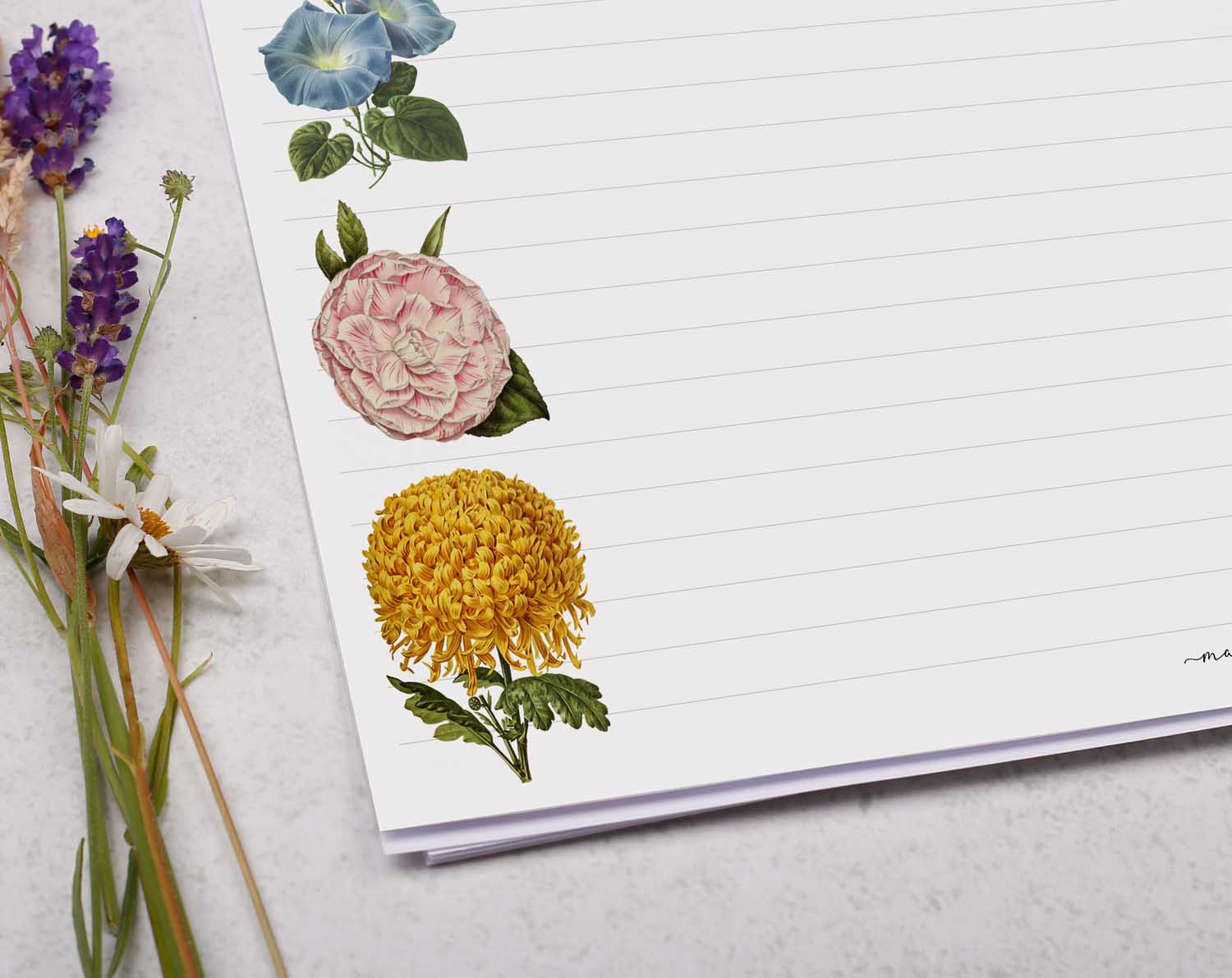 A4 Landscape Writing Paper With Vintage Florals