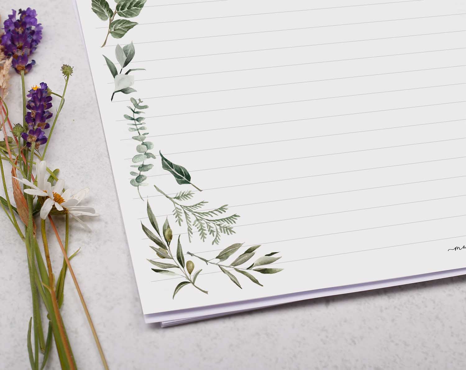 A4 Landscape Writing Paper With Botanics