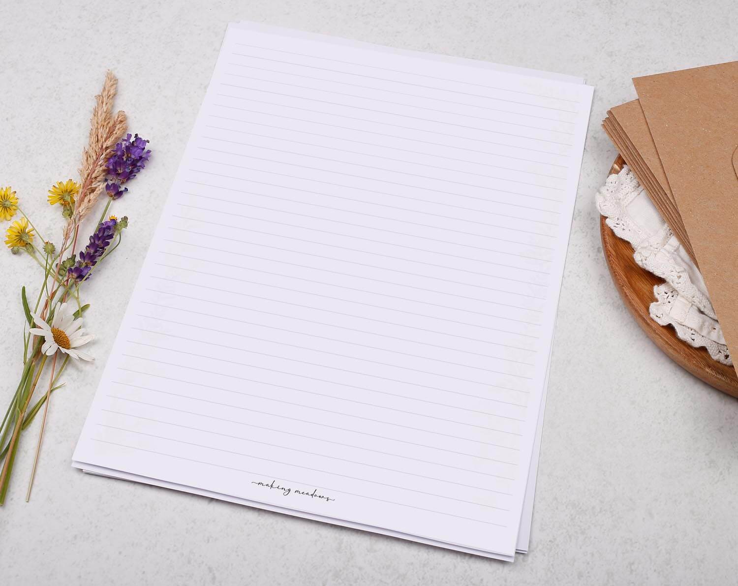 A4 continuation writing paper. Stationery designed by Making Meadows