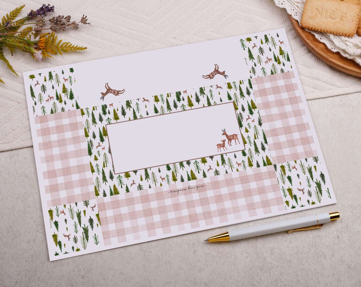 A4 origami writing paper with Christmas reindeer designed by Making Meadows
