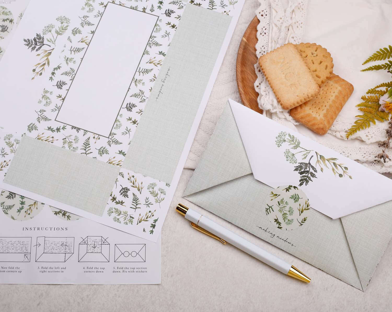 A4 origami writing paper with botanics designed by Making Meadows