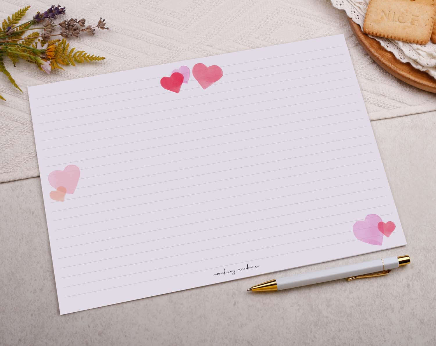 A4 origami writing paper with love heart designed by Making Meadows