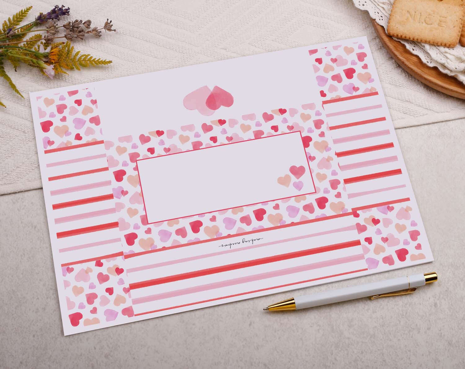 A4 origami writing paper with love heart designed by Making Meadows