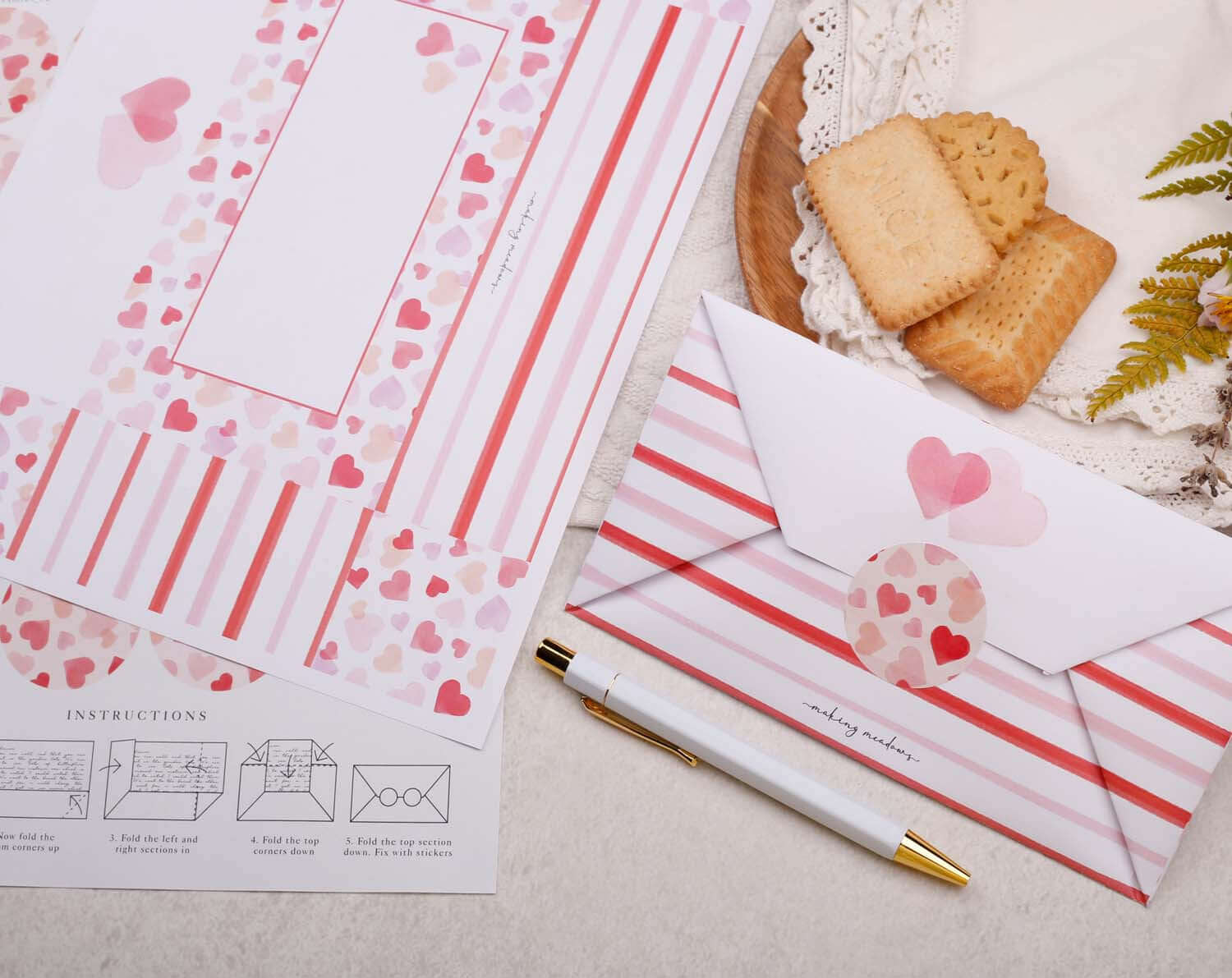 A4 origami writing paper with love heart designed by Making Meadows
