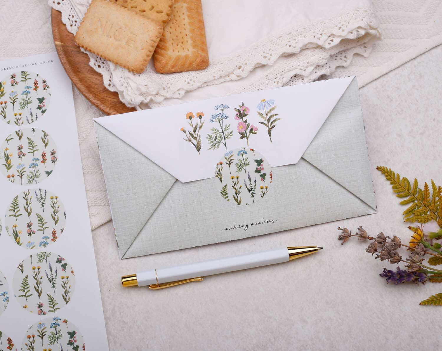 A4 origami writing paper with meadow flowers designed by Making Meadows