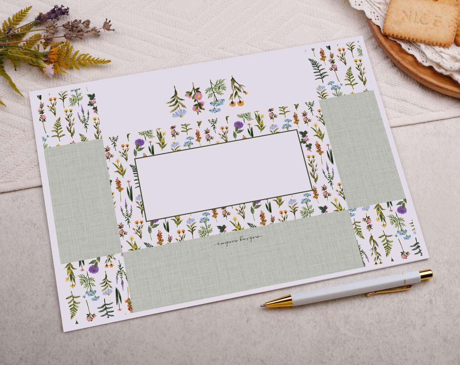 A4 origami writing paper with meadow flowers designed by Making Meadows