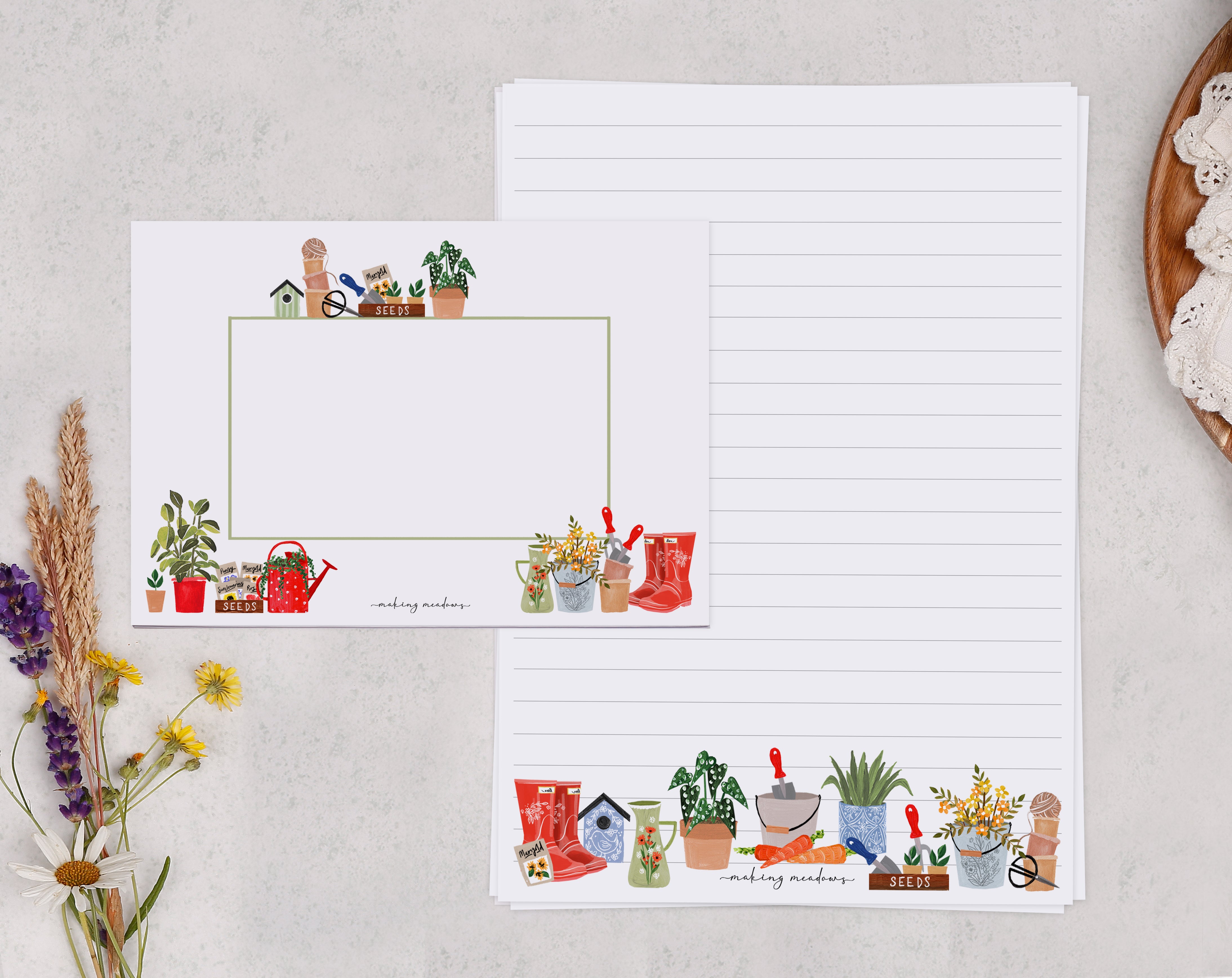 Garden Tools A5 Writing Paper & Envelope Set