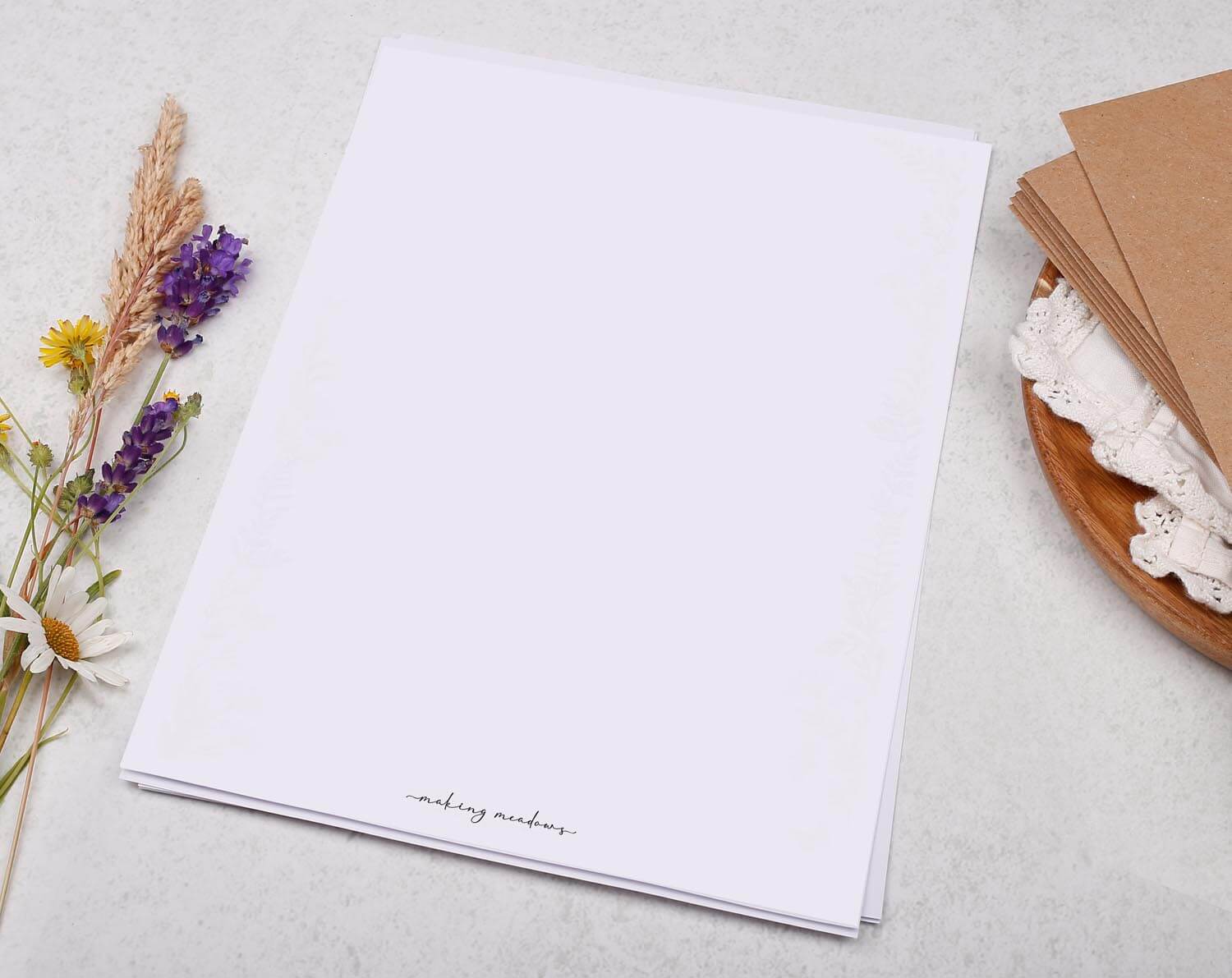 A5 continuation writing paper. Stationery designed by Making Meadows