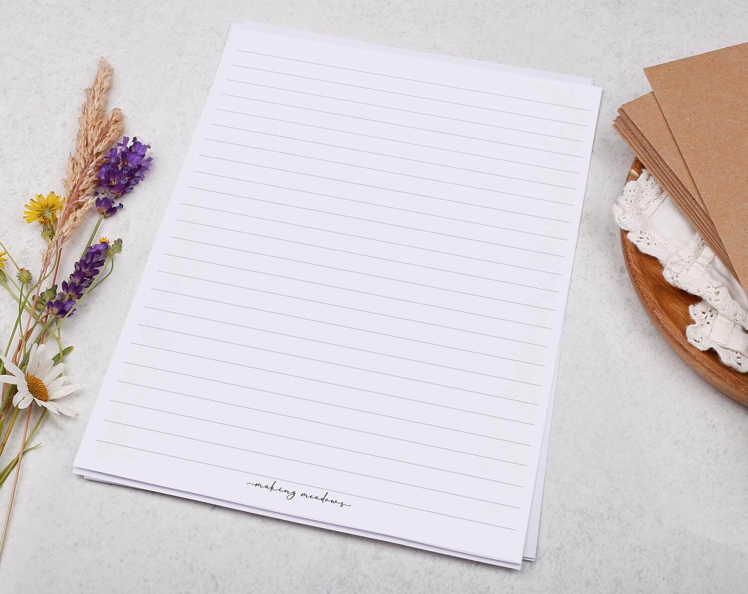 A5 continuation writing paper. Stationery designed by Making Meadows
