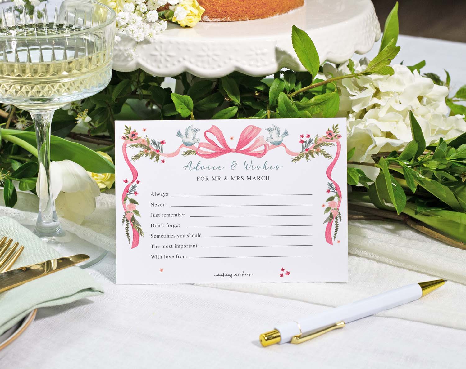 Vintage Wedding Advice Cards on a beautifully decorated table, capturing heartfelt messages for the newlyweds.