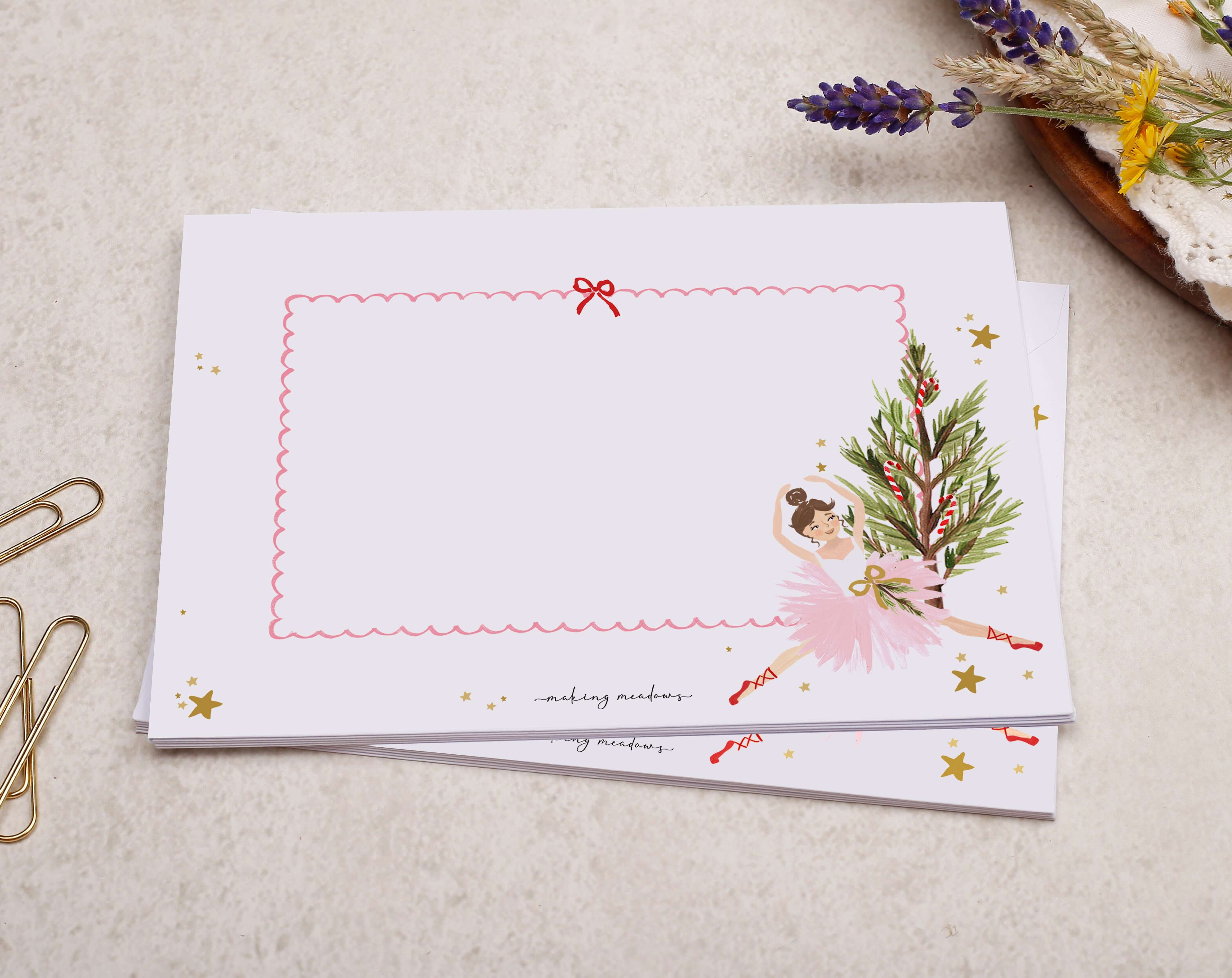 Ballet Dancer A5 Writing Paper & Envelope Set. Stationery designed by Making Meadows