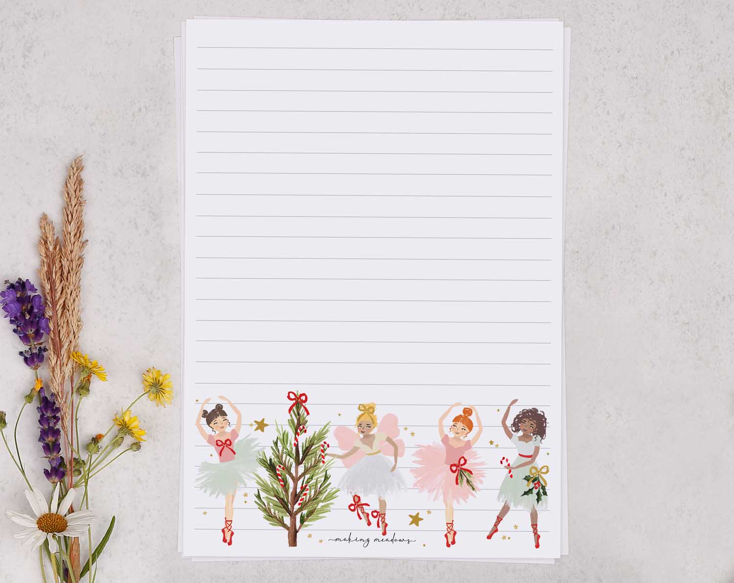 Ballet Dancer A5 Writing Paper & Envelope Set. Stationery designed by Making Meadows