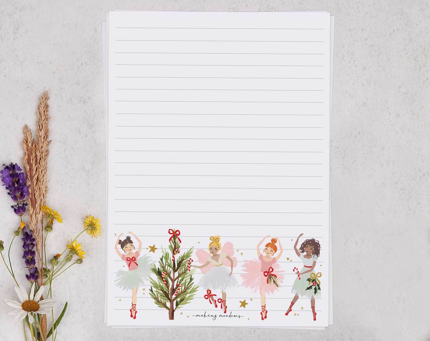 Ballet Dancer A5 Writing Paper & Envelope Set. Stationery designed by Making Meadows