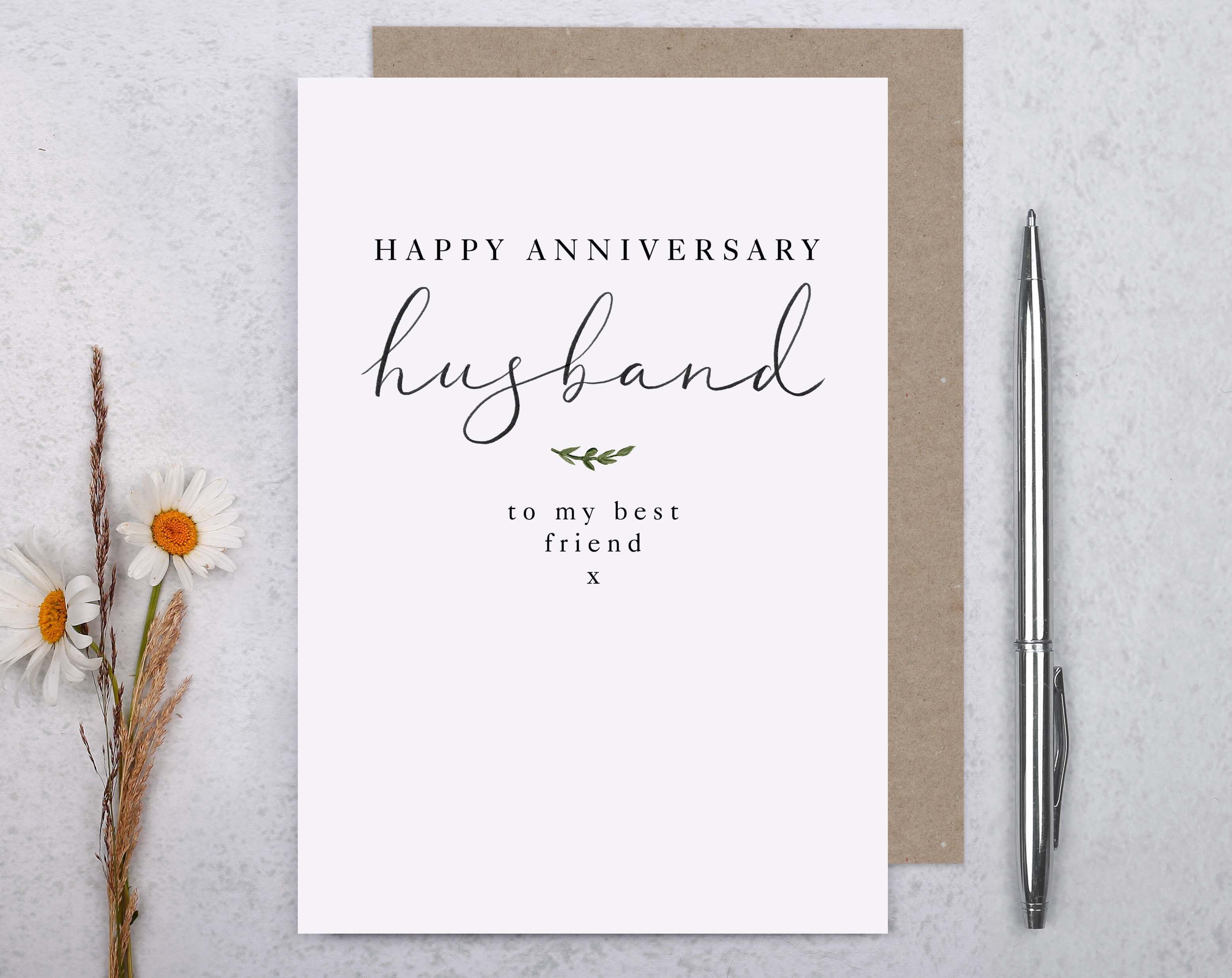 Best Friend Happy Anniversary Husband Card. Greeting & Note Cards designed by Making Meadows