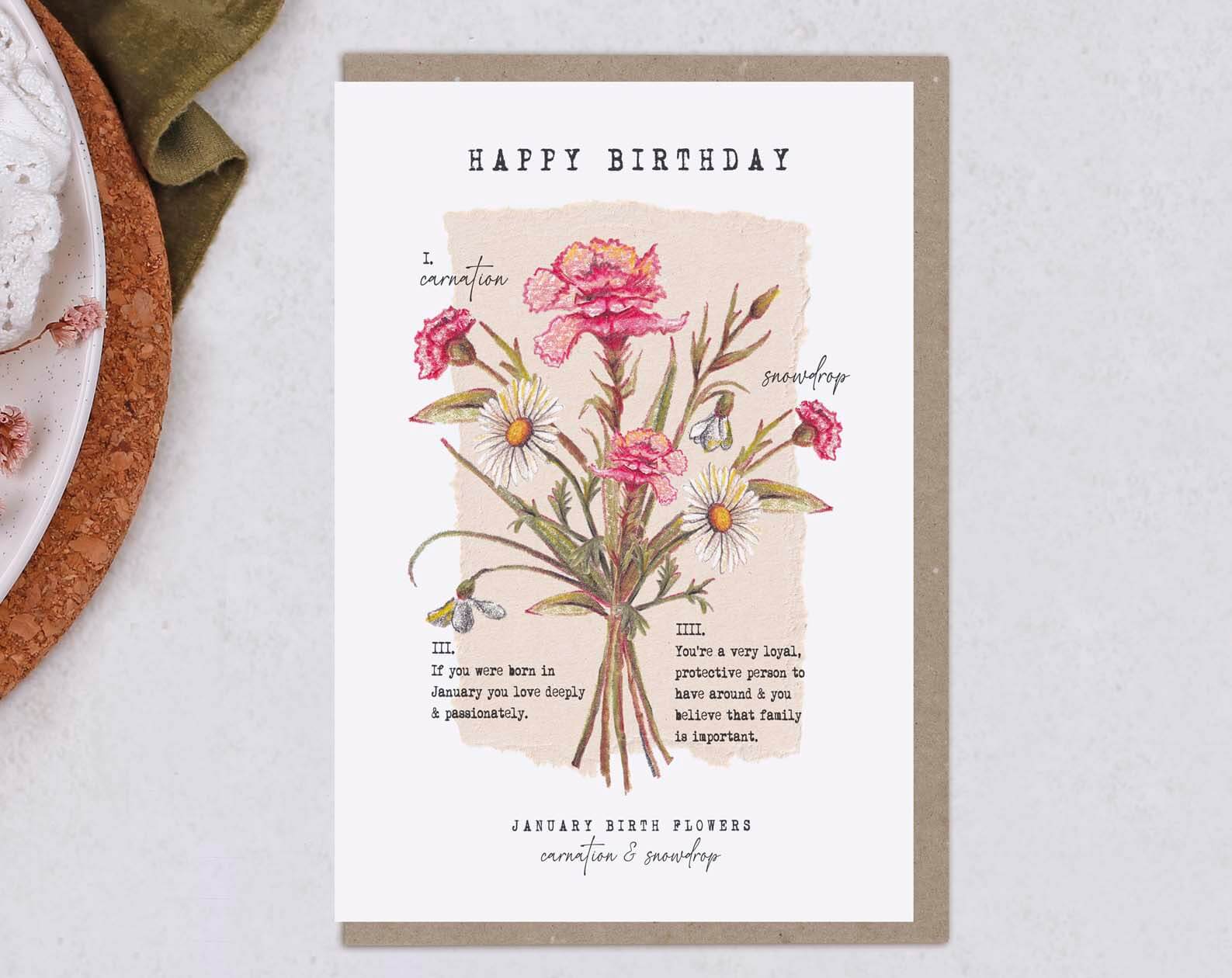 Birth Month January Birthday Card. Greeting & Note Cards designed by Making Meadows