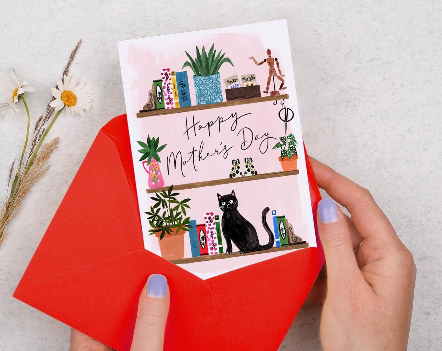 Black Cat Mother's Day Card. Greeting & Note Cards designed by Making Meadows