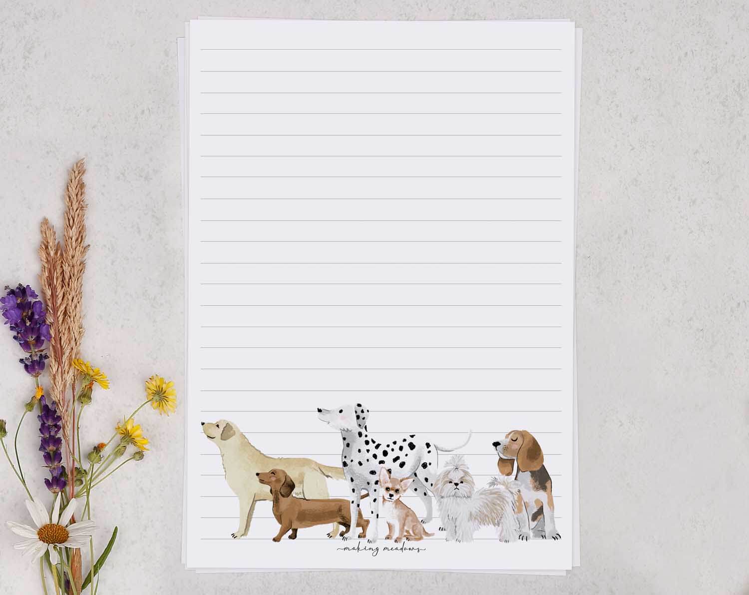Blue Dog A5 Writing Paper & Envelope Set. Stationery designed by Making Meadows