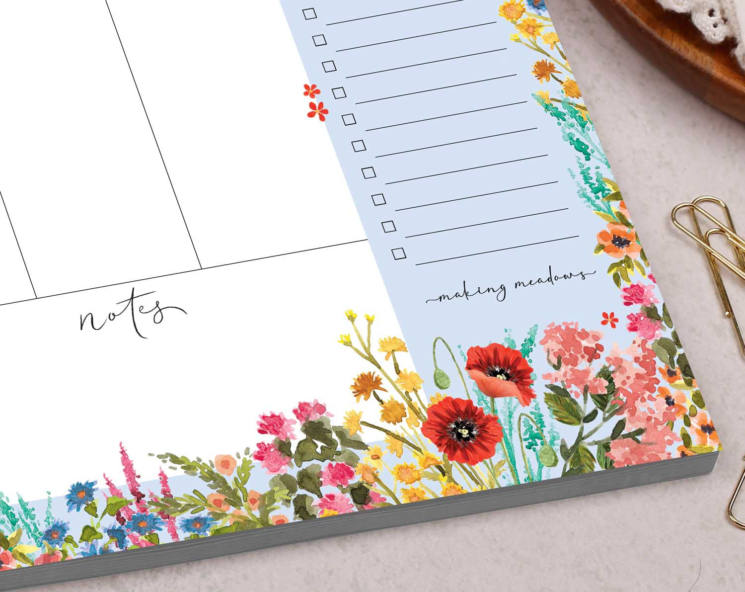 Blue Floral Weekly Planner Desk Pad. Desk Pads & Blotters designed by Making Meadows