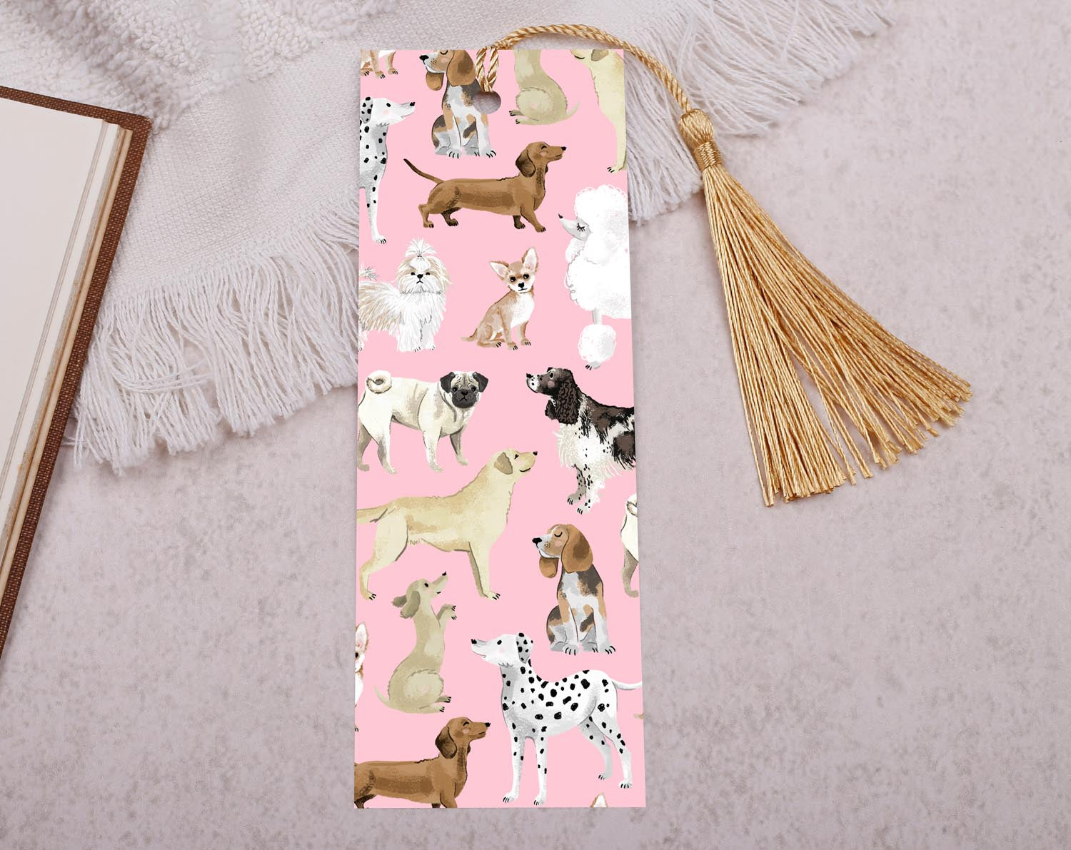 Pink Dog Bookmark With Tassel
