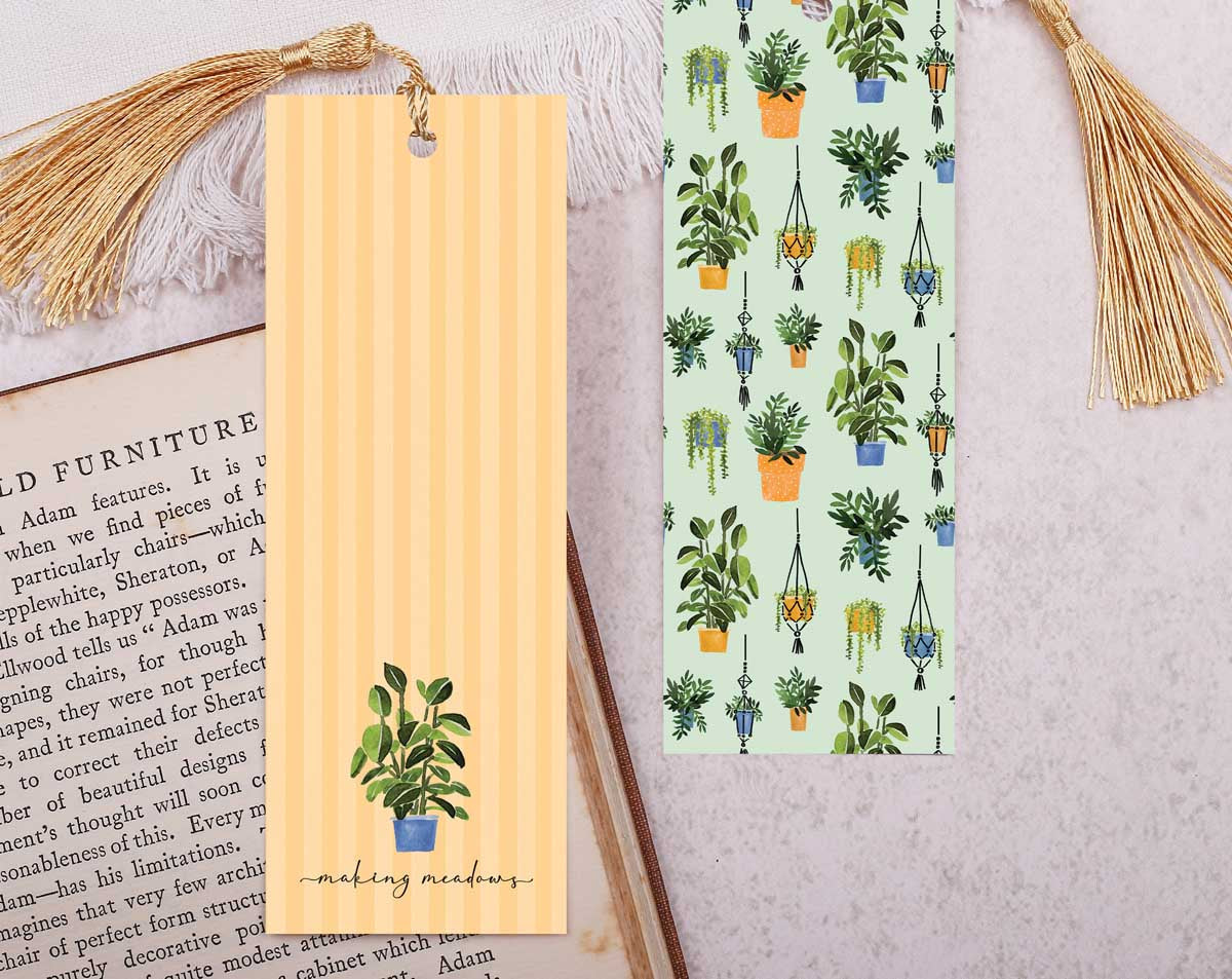 Plant Pots Bookmark With Tassel