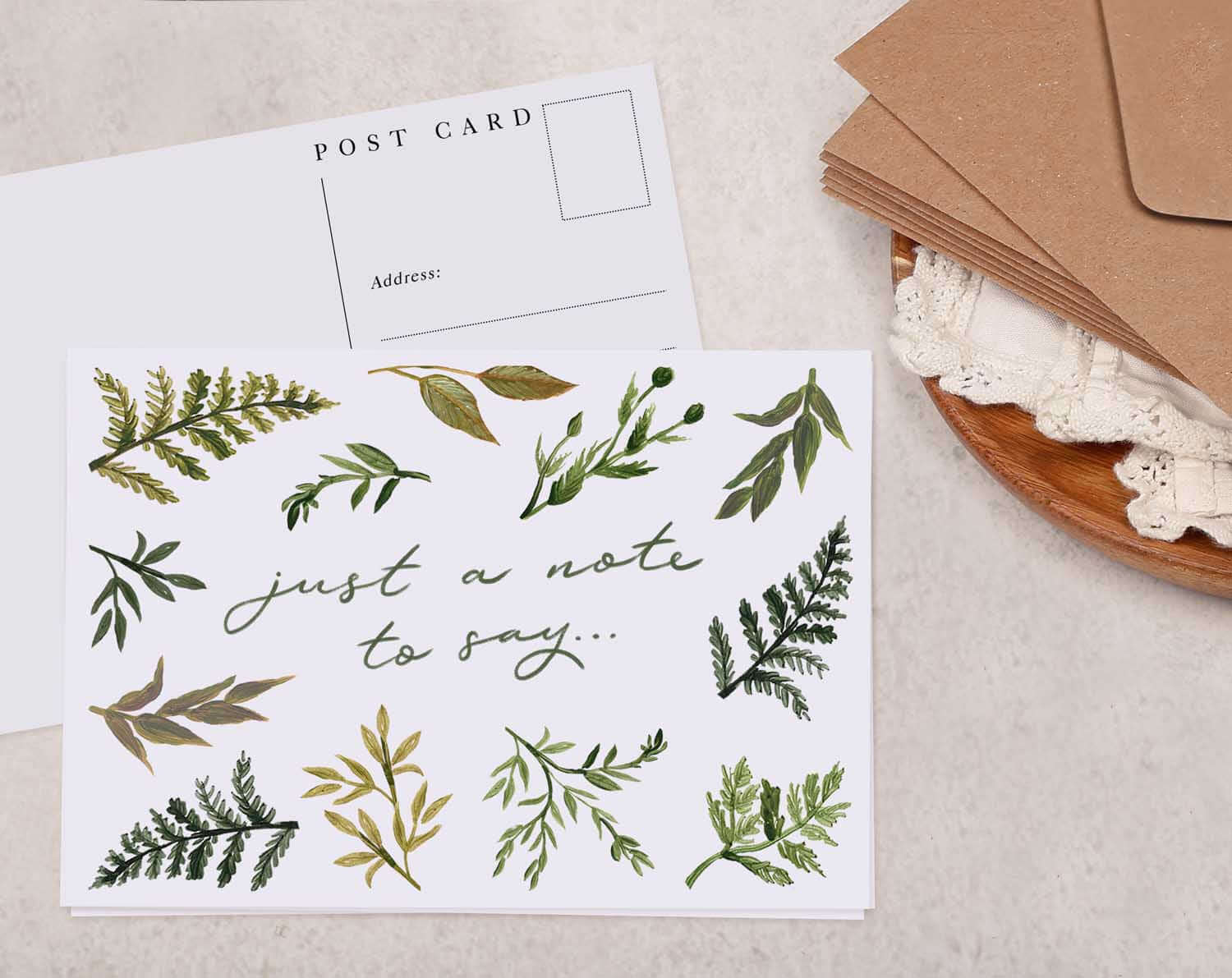 Botanical Just A Note To Say Postcard. Post Cards designed by Making Meadows