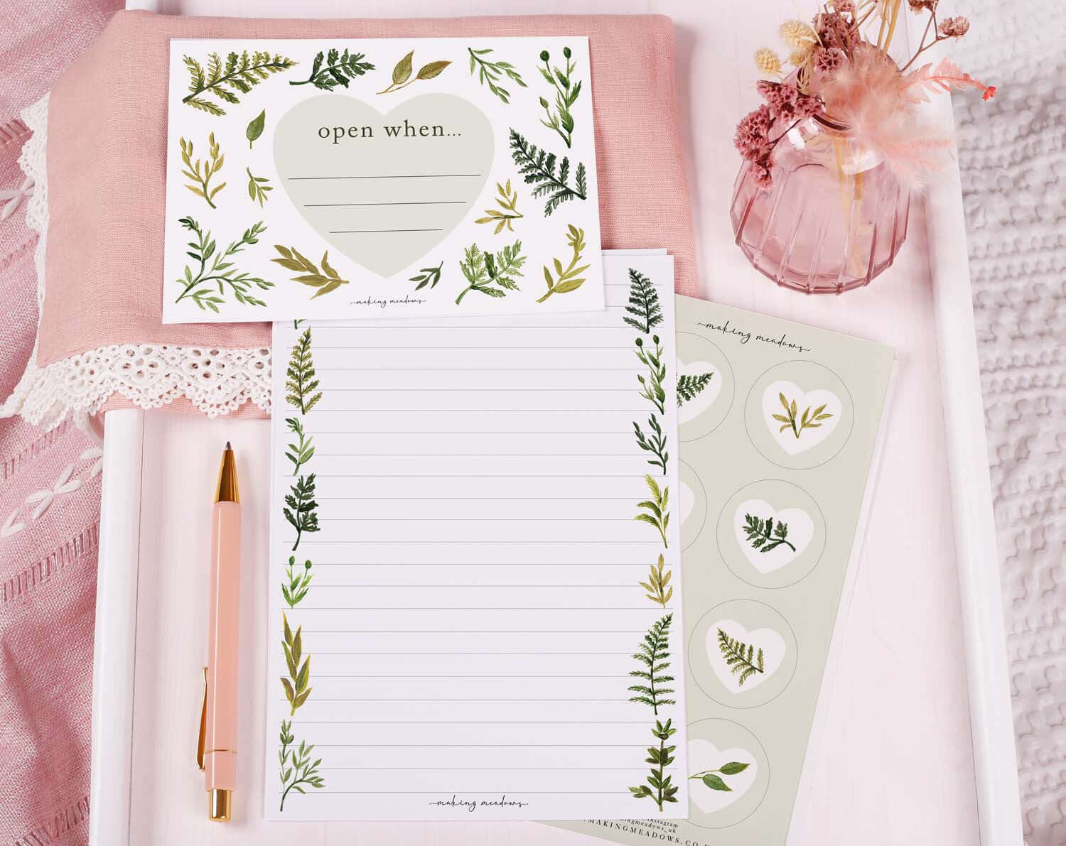 Botanical Open When Envelopes. Stationery designed by Making Meadows