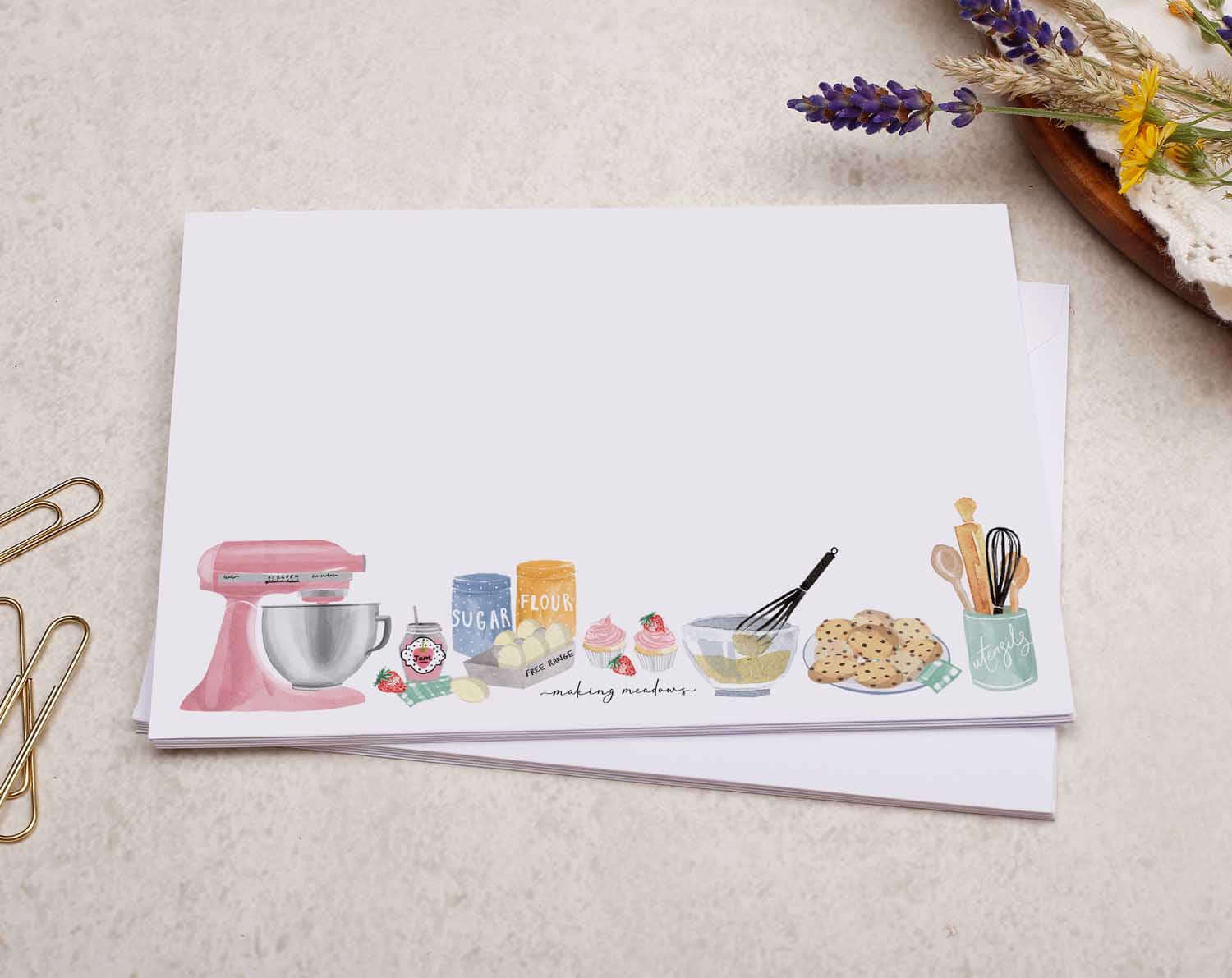 C6 Cake Baking Decorated Envelope. Envelopes designed by Making Meadows