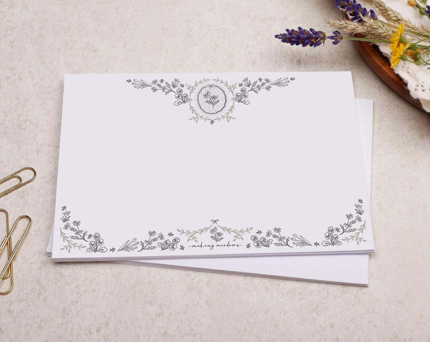 C6 Victorian Floral Decorated Envelope. Envelopes designed by Making Meadows