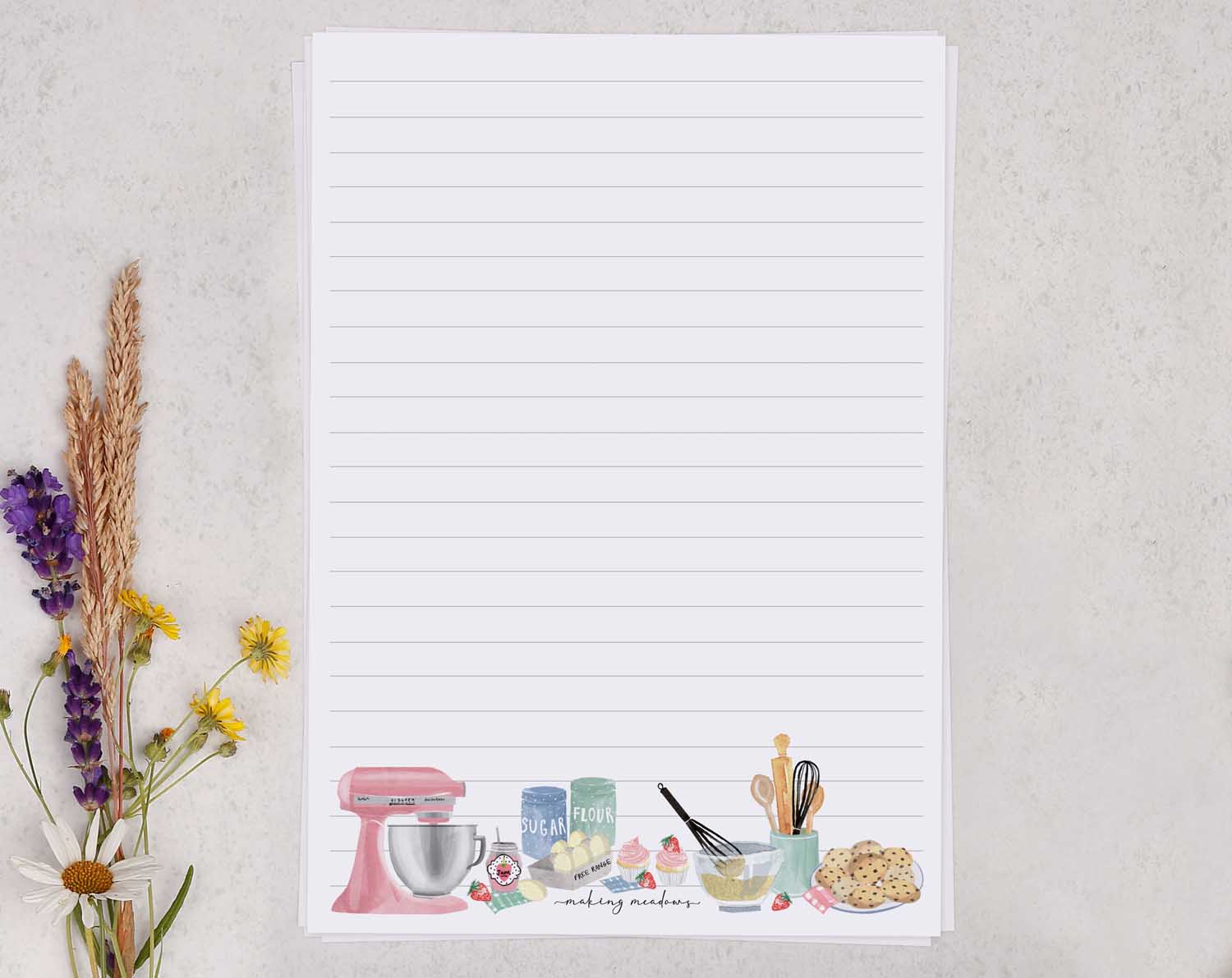 Cake Baking A5 Writing Paper & Envelope Set. Stationery designed by Making Meadows