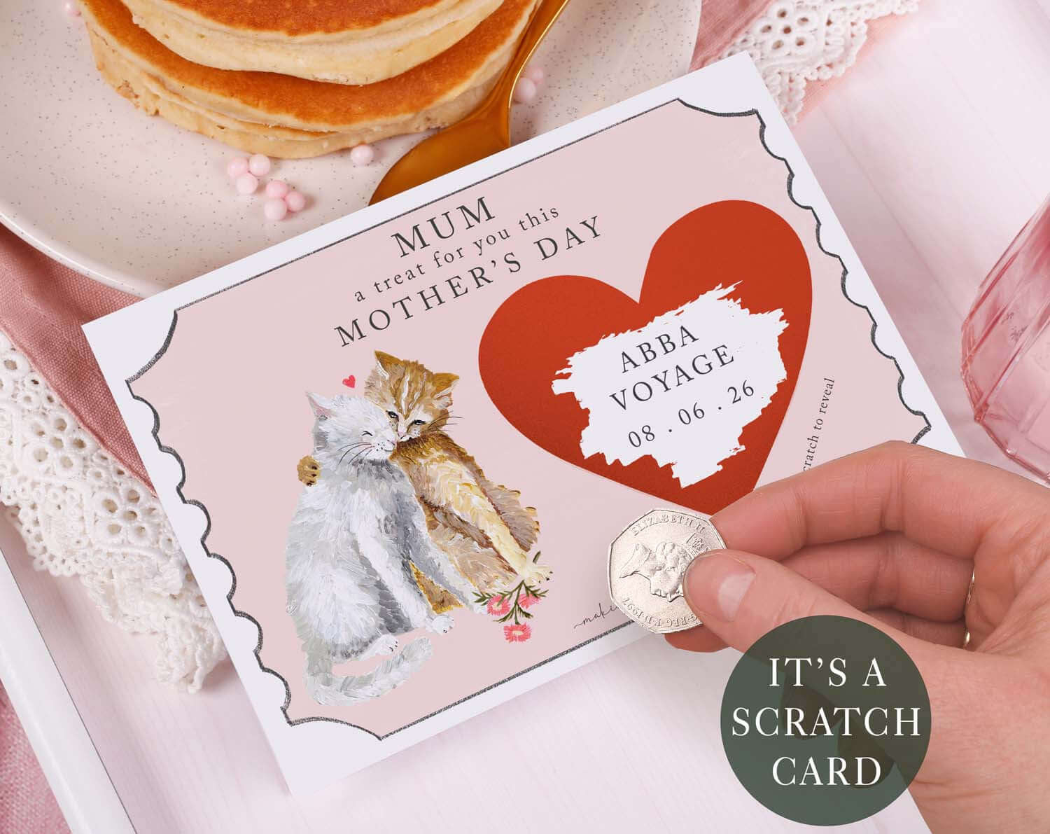 Cat Mum Gift Reveal Scratch Card. Greeting Cards designed by Making Meadows
