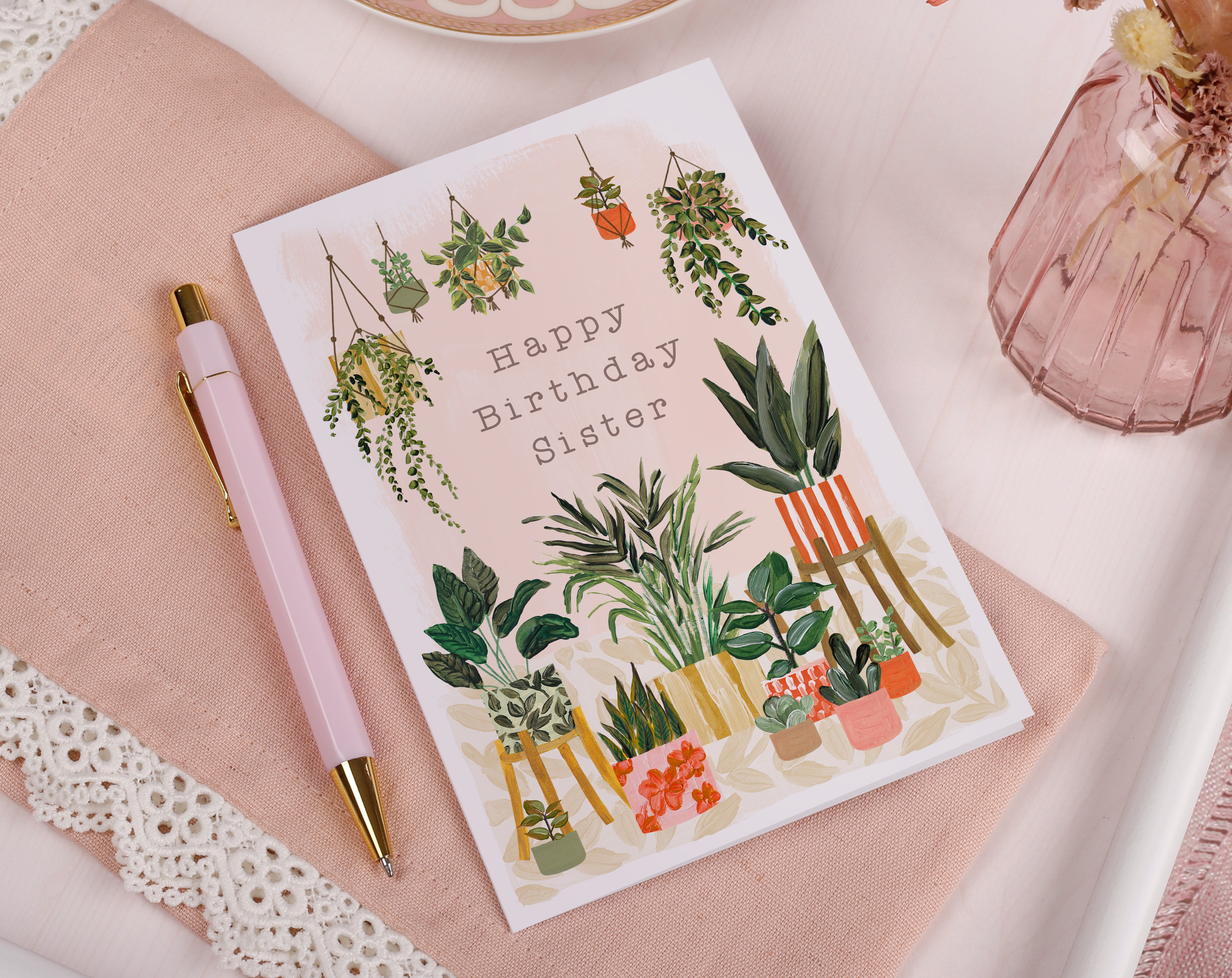 Sister House Plant Happy Birthday Card