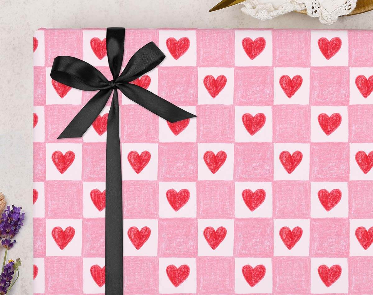 Chequered Heart Wrapping Paper