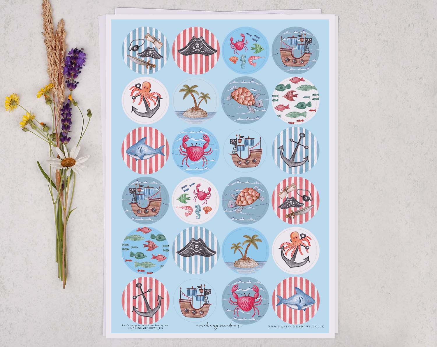 Pirate Sticker Sheet designed by Making Meadows