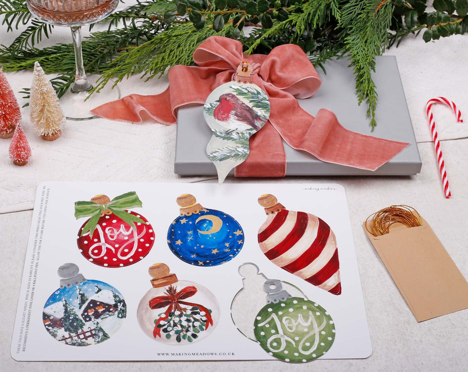 Bauble Christmas Gift Tags designed by Making Meadows