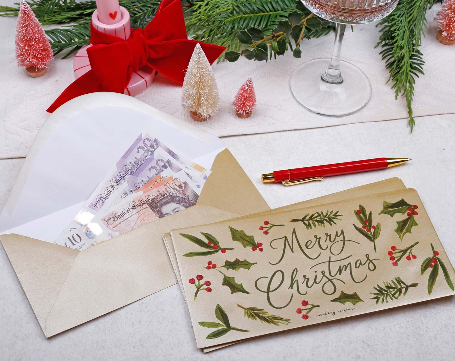 Holly Christmas Money Envelopes designed by Making Meadows