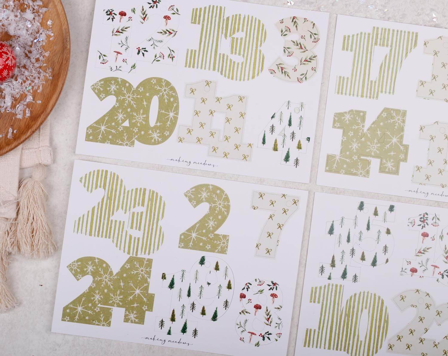 Christmas Number Gift Tags For Advents. Advent Calendars designed by Making Meadows
