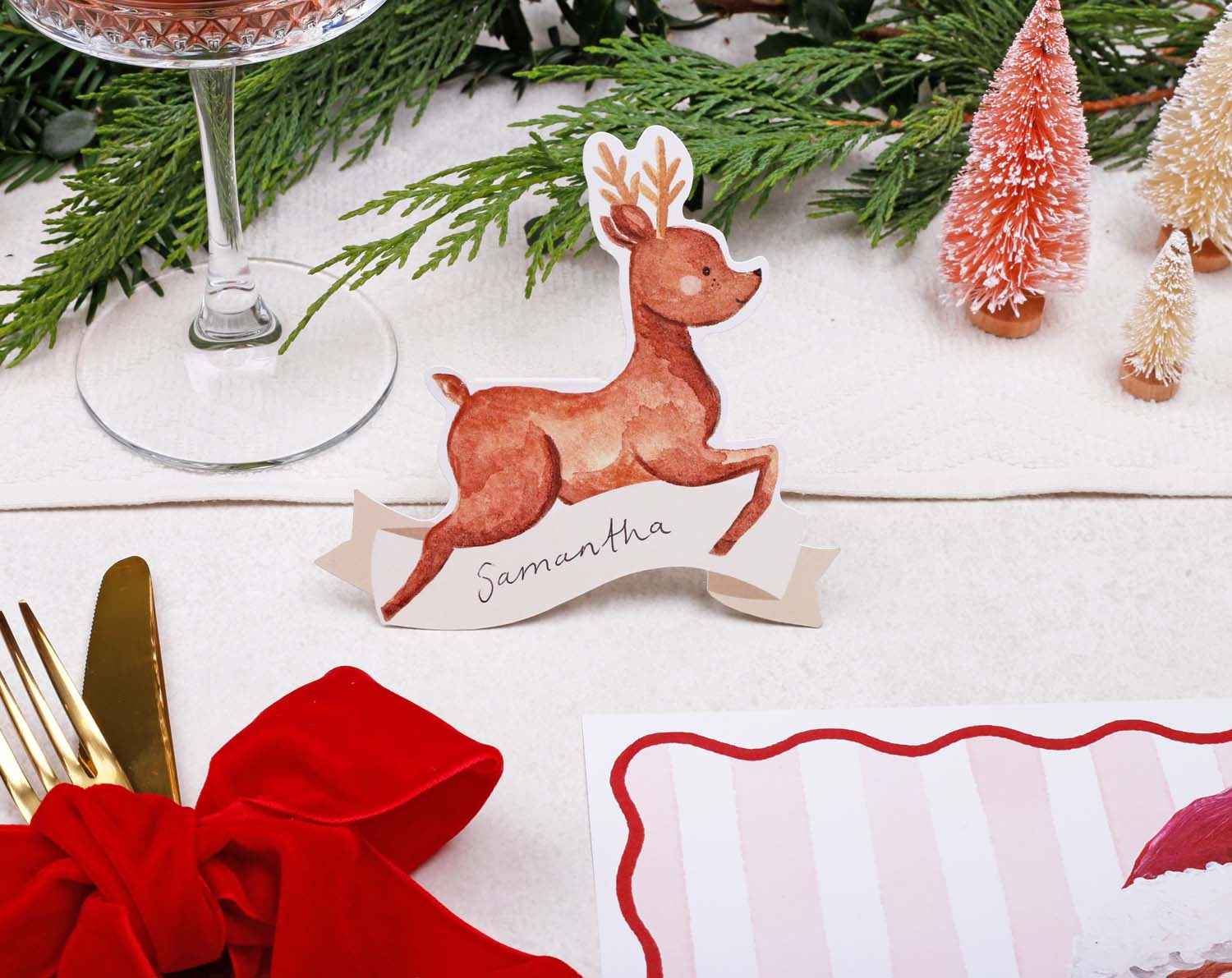 Reindeer Christmas Place Card designed by Making Meadows