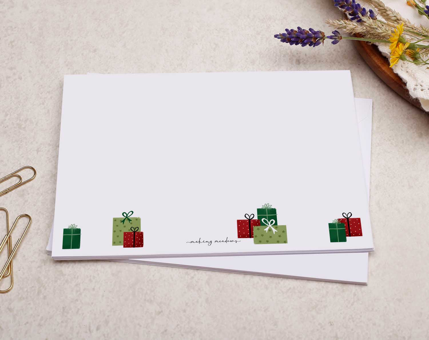 Christmas Tree A5 Writing Paper & Envelope Set. Stationery designed by Making Meadows